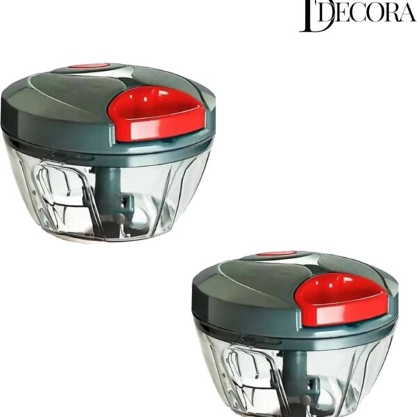 DDecora 450 ML Chopper combo with stainless steel Powerful Blade , New Handy(GREY) Vegetable & Fruit Chopper  (PACK OF 2)