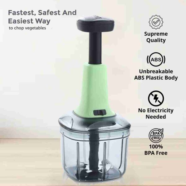 VEKSOR EffortlessSlice 900ml Push Chopper: Dual-Blade Vegetable & Fruit Chopper  (1 chopping blade, extra 1 blade for push blender)