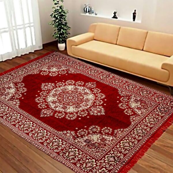 Achintya Multicolor Velvet Carpet  (5 ft, X 7 ft, Rectangle)