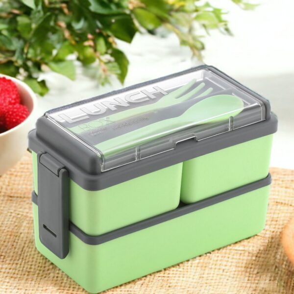 OMORTEX Rectangular Classy 3 Section With 1 Spoon & 1 Fork 3 Containers Lunch Box  (1500 ml)
